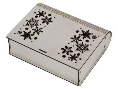 Деревянная коробка с резной крышкой Книга, L под нанесение логотипа
