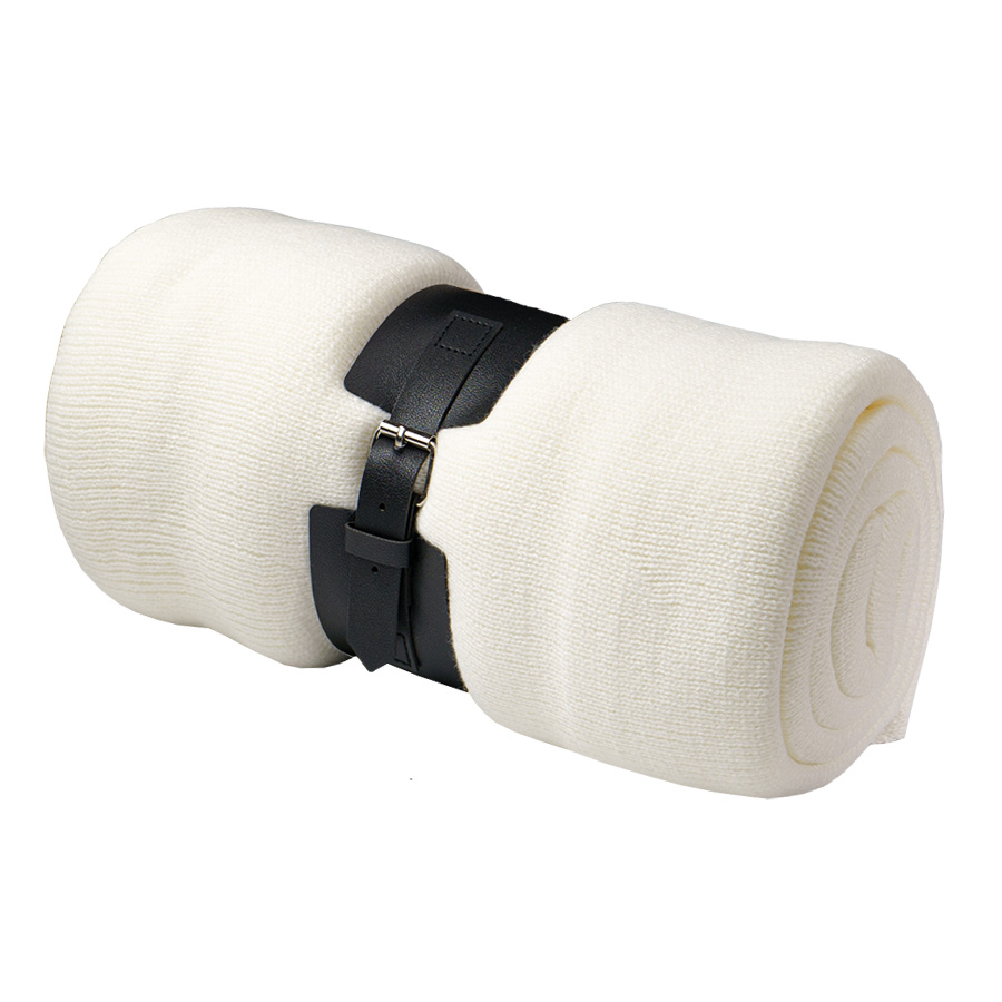 Плед  "Belt"; белый; 130 х 180 см; 100% акрил,  с ремнем с логотипом, рис. 2 — Пледы BIZGIFT