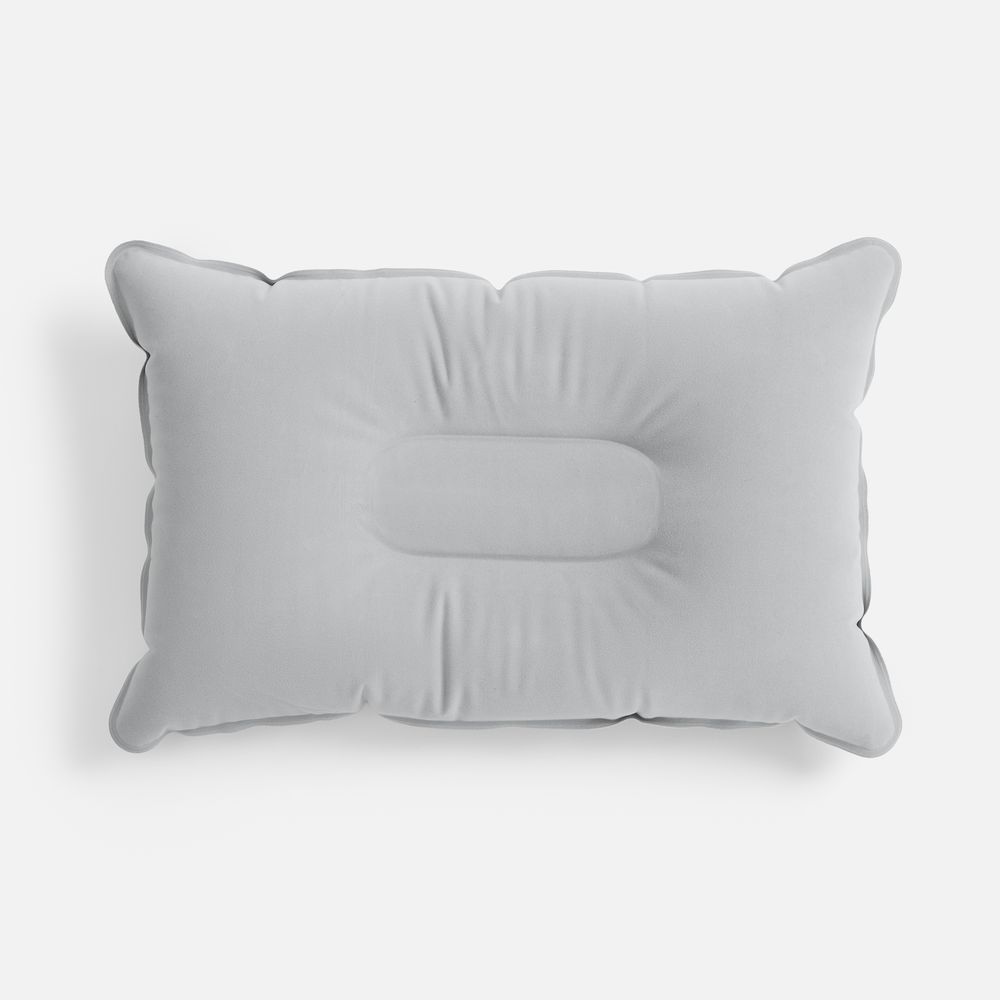 Надувная подушка Pillowish, серая с логотипом, рис. 1 — Для путешествий BIZGIFT