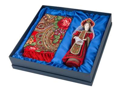 Подарочный набор Евдокия: кукла, платок под нанесение логотипа