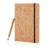 Блокнот Cork на резинке с бамбуковой ручкой-стилус, А5 фото