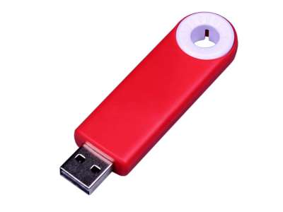 USB 2.0- флешка промо на 64 Гб прямоугольной формы, выдвижной механизм под нанесение логотипа