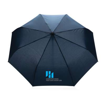 Автоматический зонт Impact из RPET AWARE™ с бамбуковой ручкой, d94 см под нанесение логотипа
