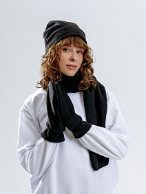 Шапка Fleecy, черная с логотипом, рис. 6 — Шапки BIZGIFT