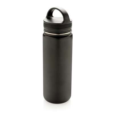 Герметичная вакуумная бутылка с широким горлышком, черная под нанесение логотипа