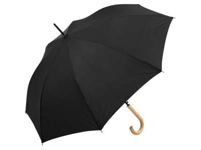 Зонт-трость Okobrella с деревянной ручкой и куполом из переработанного пластика под нанесение логотипа