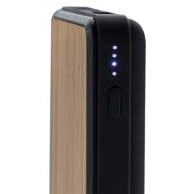 Бамбуковый беспроводной внешний аккумулятор Fashion, 8000 mAh под нанесение логотипа