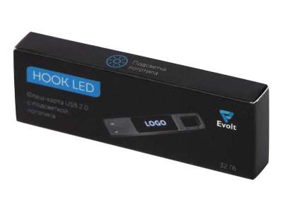 USB 2.0- флешка на 32 Гб c подсветкой логотипа Hook LED под нанесение логотипа