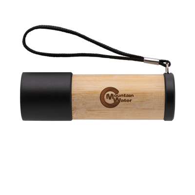 Карманный фонарик из бамбука и переработанного пластика RCS под нанесение логотипа