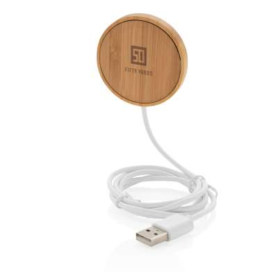 Магнитное устройство для беспроводной зарядки Bamboo, 10 Вт под нанесение логотипа