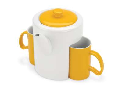 Набор: чайник, 2 чашки Триптих под нанесение логотипа
