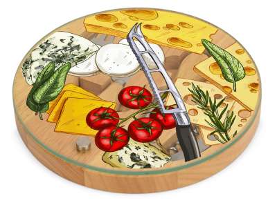 Набор для сыра и вина со стеклянной крышкой Rendezvous под нанесение логотипа