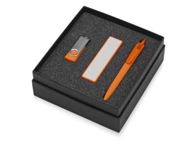 Подарочный набор Space Pro с флешкой, ручкой и зарядным устройством под нанесение логотипа