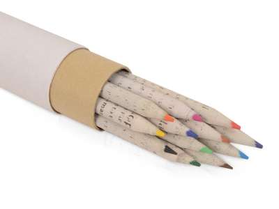 Набор цветных карандашей из газетной бумаги в тубе News под нанесение логотипа
