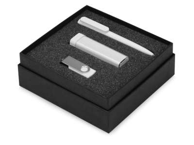 Подарочный набор On-the-go с флешкой, ручкой и зарядным устройством под нанесение логотипа