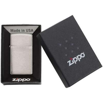 Зажигалка Zippo Slim Brushed под нанесение логотипа