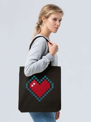 Холщовая сумка Pixel Heart под нанесение логотипа