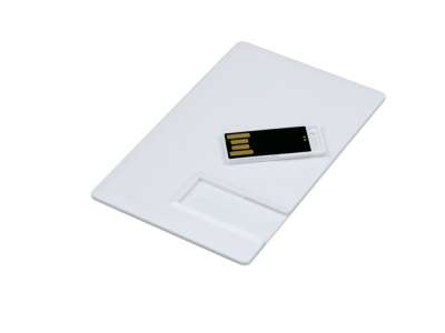 USB 2.0- флешка на 64 Гб в виде пластиковой карты с полностью выдвижным чипом под нанесение логотипа