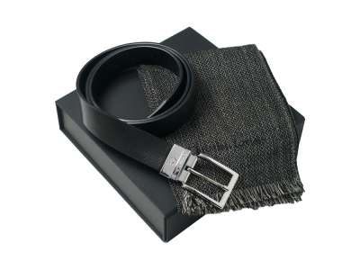Подарочный набор: шарф шерстяной, ремень под нанесение логотипа