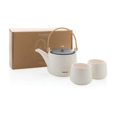 Набор керамический чайник Ukiyo с чашками под нанесение логотипа