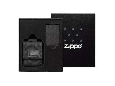 Набор ZIPPO: зажигалка Black Crackle® и нейлоновый чехол под нанесение логотипа