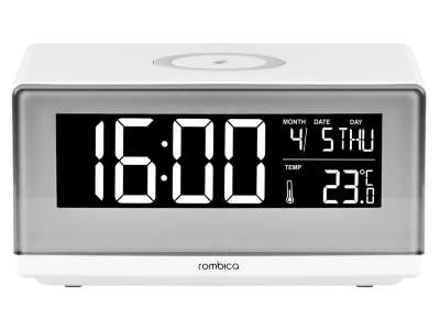 Часы с беспроводным зарядным устройством Timebox 2 под нанесение логотипа