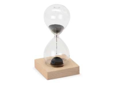 Песочные магнитные часы на деревянной подставке Infinity под нанесение логотипа