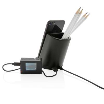 Док-станция Light up для беспроводной зарядки с подставкой для ручек, 5W под нанесение логотипа