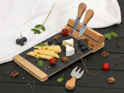 Набор для сыра из бамбука и сланца Taleggio под нанесение логотипа