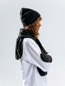 Шапка Fleecy, черная с логотипом, рис. 7 — Шапки BIZGIFT