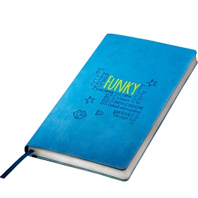 Бизнес-блокнот FUNKY А5, голубой, серый форзац, мягкая обложка,  в линейку с логотипом, рис. 4 — Блокноты thINKme BIZGIFT