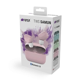 Наушники беспроводные Hiper TWS SAMUN, розовые с логотипом, рис. 4 — Наушники BIZGIFT