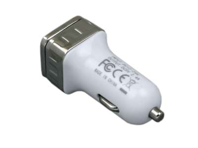 Квадратная автомобильная зарядка на 2 USB-порта под нанесение логотипа
