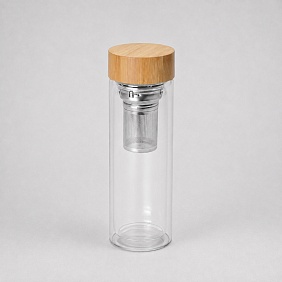 Стеклянный термос с ситечком «Badachu» с логотипом, рис. 1 — Посуда BIZGIFT