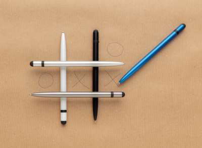 Металлическая ручка-стилус Slim, черный под нанесение логотипа