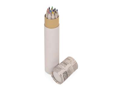 Набор цветных карандашей из газетной бумаги в тубе News под нанесение логотипа