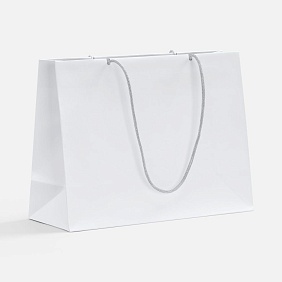 Пакет бумажный Pacote, M, белый с логотипом, рис. 1 — Пакеты с логотипом BIZGIFT