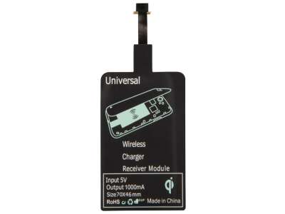Приёмник Qi для беспроводной зарядки телефона, Micro USB под нанесение логотипа