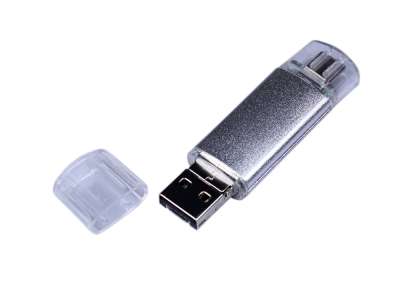 USB 2.0/micro USB/Type-C- флешка на 32 Гб под нанесение логотипа