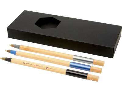 Подарочный набор Kerf с тремя бамбуковыми ручками под нанесение логотипа