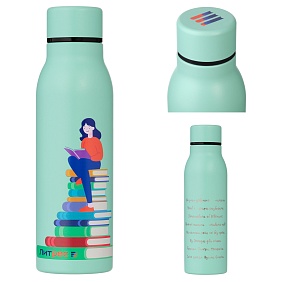 Термобутылка вакуумная герметичная Соренто (Sorento), аква с логотипом, рис. 9 — Термокружки BIZGIFT