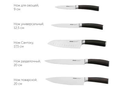 Набор из 5 кухонных ножей и блока для ножей с ножеточкой DANA под нанесение логотипа