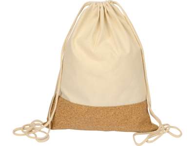 Рюкзак-мешок Corky хлопковый со вставкой из пробки под нанесение логотипа