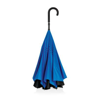 Механический двусторонний зонт d115 см, синий под нанесение логотипа
