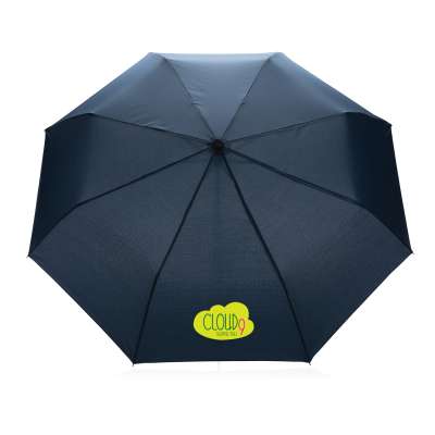 Компактный зонт Impact из RPET AWARE™ с бамбуковой ручкой, d96 см под нанесение логотипа