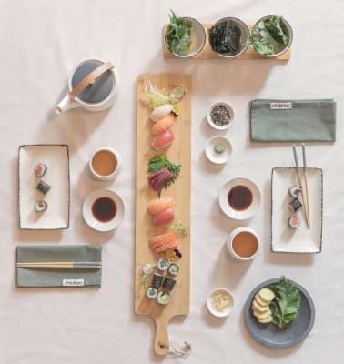 Набор для сервировки Ukiyo из 3 предметов с бамбуковым подносом под нанесение логотипа