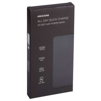 Аккумулятор Uniscend All Day Quick Charge PD 20000 мAч под нанесение логотипа