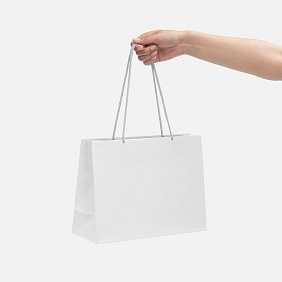 Пакет бумажный Pacote, M, белый с логотипом, рис. 2 — Пакеты с логотипом BIZGIFT