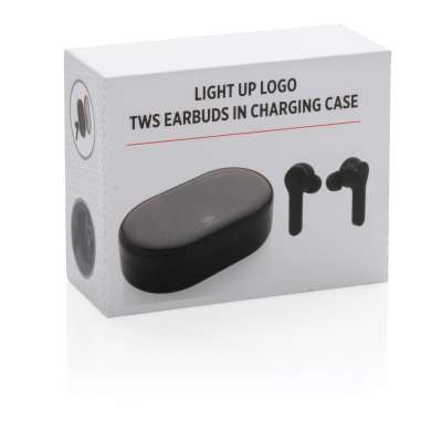 Беспроводные наушники с чехлом для зарядки Light up TWS под нанесение логотипа