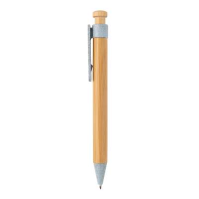 Бамбуковая ручка с клипом из пшеничной соломы под нанесение логотипа